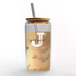 Kirklands Home Personalized Monogram J Floral Glass Cup Best