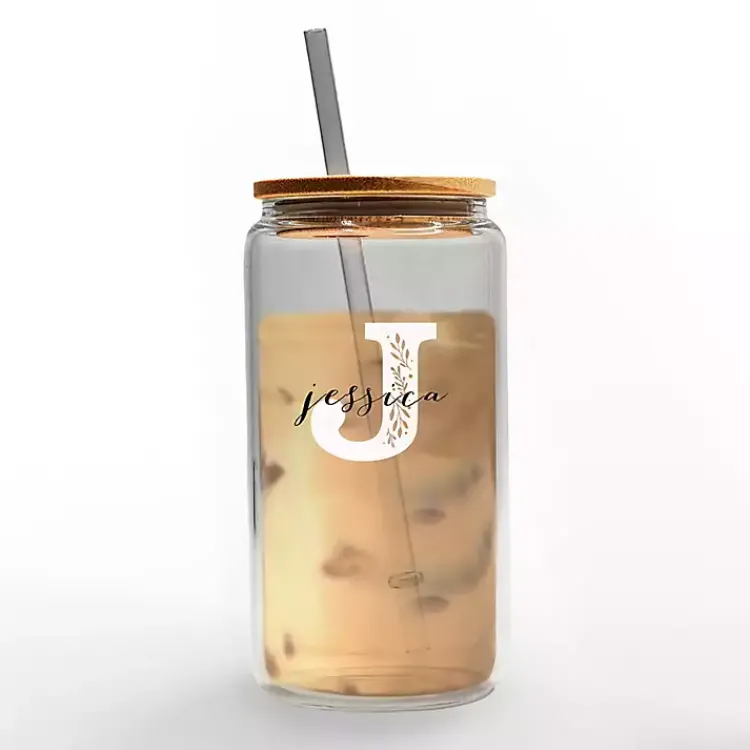 Kirklands Home Personalized Monogram J Floral Glass Cup Best