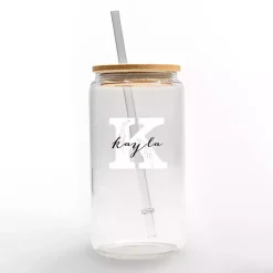 Kirklands Home Personalized Monogram K Floral Glass Cup Clearance