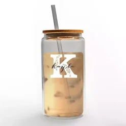 Kirklands Home Personalized Monogram K Floral Glass Cup Clearance