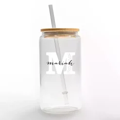 Kirklands Home Personalized Monogram M Floral Glass Cup New
