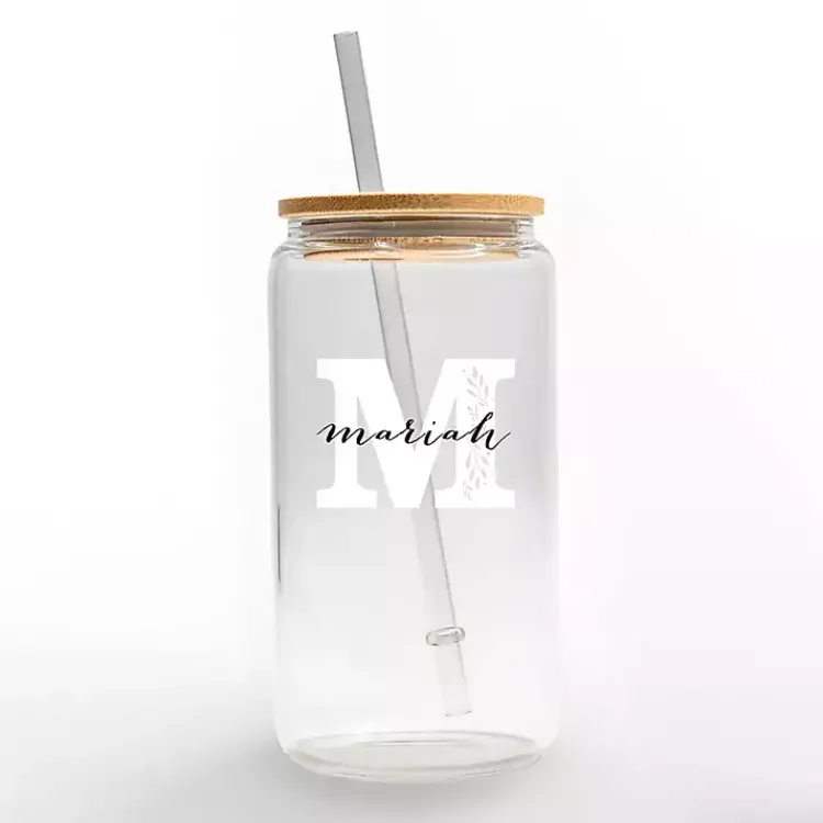 Kirklands Home Personalized Monogram M Floral Glass Cup New