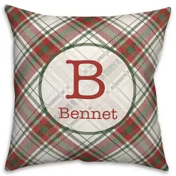 Christmas Pillows>Kirklands Home Personalized Monogram Plaid Christmas Pillow