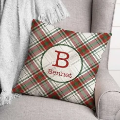 Christmas Pillows>Kirklands Home Personalized Monogram Plaid Christmas Pillow