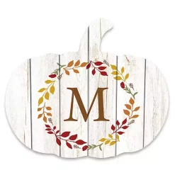 Fall>Kirklands Home Personalized Monogram Pumpkin Shaped Wall Plaque White
