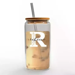 Kirklands Home Personalized Monogram R Floral Glass Cup Online