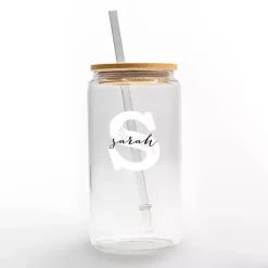 Kirklands Home Personalized Monogram S Floral Glass Cup Clearance
