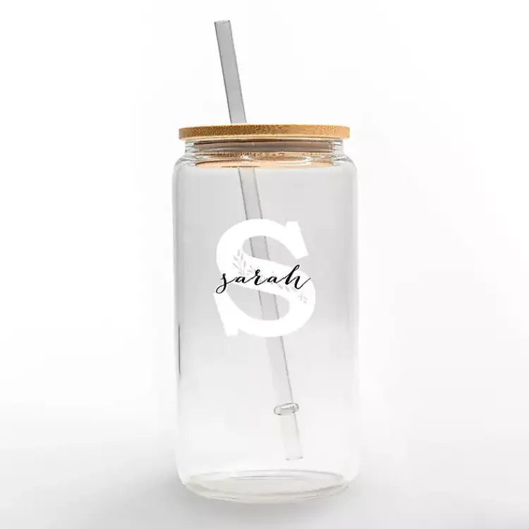 Kirklands Home Personalized Monogram S Floral Glass Cup Clearance