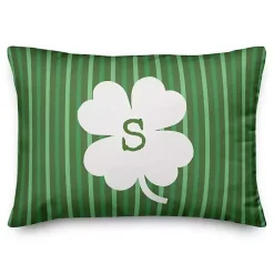 St Patricks Day Decorations>Kirklands Home Personalized Monogram Shamrock Stripe Pillow