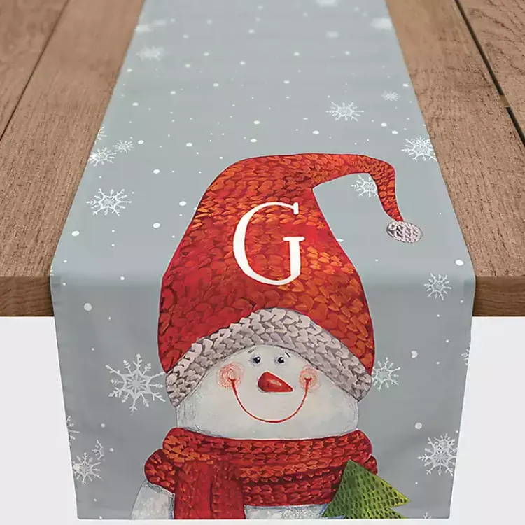 Christmas Dining & Entertaining>Kirklands Home Personalized Monogram Snowman Table Runner, 90 in.