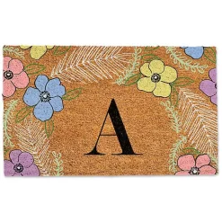 Kirklands Home Personalized Monogram Spring Flowers Coir Doormat Hot