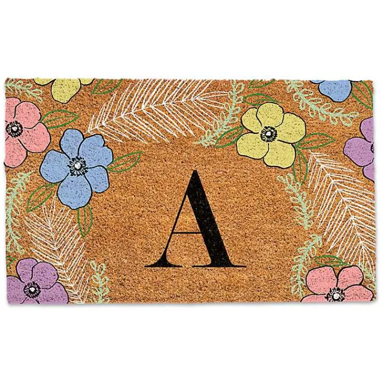Kirklands Home Personalized Monogram Spring Flowers Coir Doormat Hot
