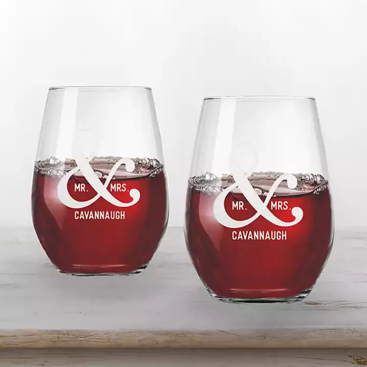 Kirklands Home Personalized Mr. & Mrs. Wine Glasses, Set of 2 Sale
