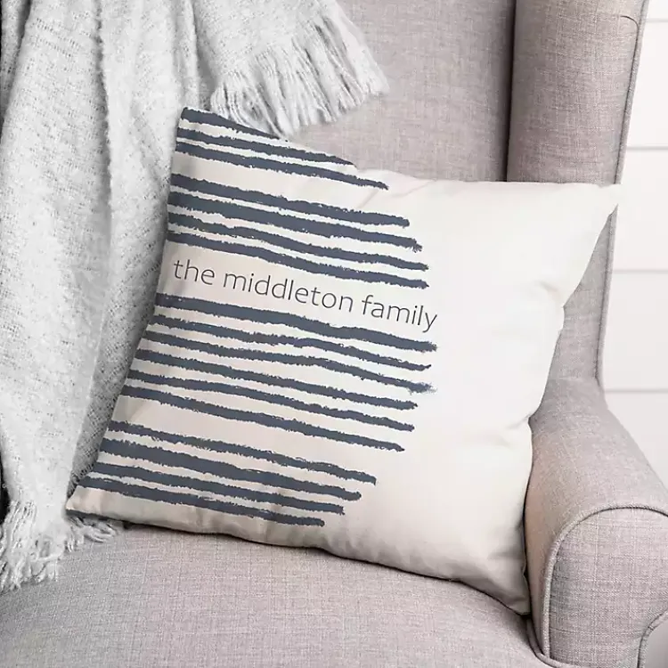Kirklands Home Personalized Navy Stripes Outdoor Pillow Sale