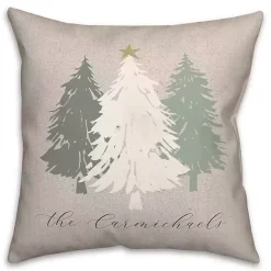 Christmas Pillows>Kirklands Home Personalized Neutral Christmas Tree Throw Pillow