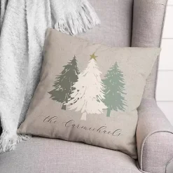 Christmas Pillows>Kirklands Home Personalized Neutral Christmas Tree Throw Pillow