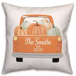 Fall>Kirklands Home Personalized Orange Pumpkin Truck Pillow