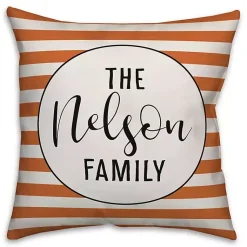Halloween>Kirklands Home Personalized Orange Stripe Outdoor Throw Pillow