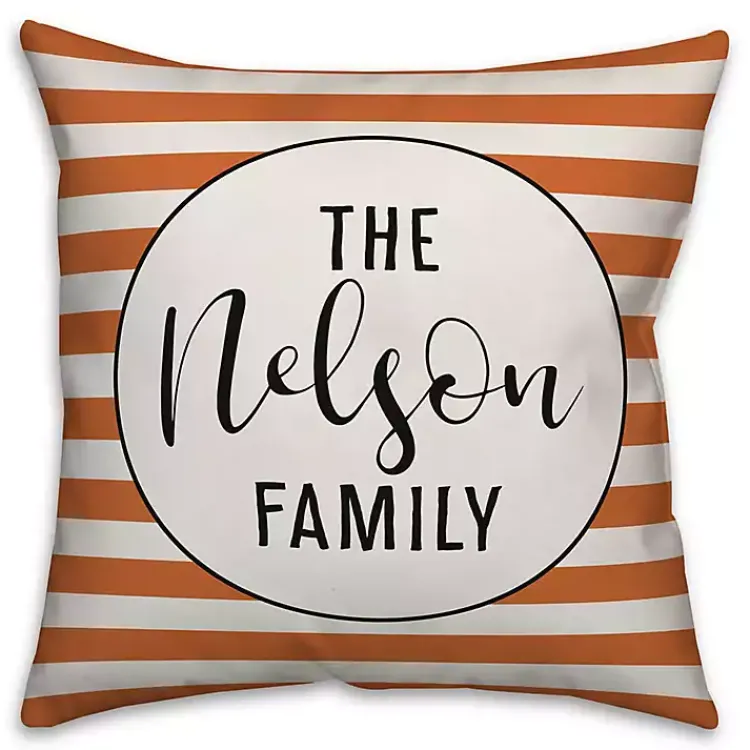 Halloween>Kirklands Home Personalized Orange Stripe Outdoor Throw Pillow