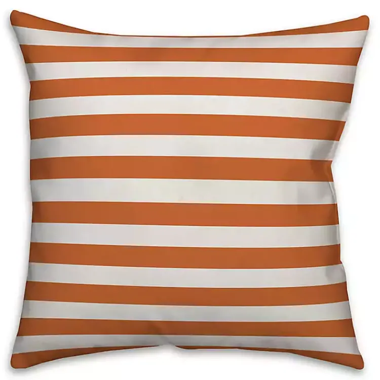Halloween>Kirklands Home Personalized Orange Stripe Outdoor Throw Pillow