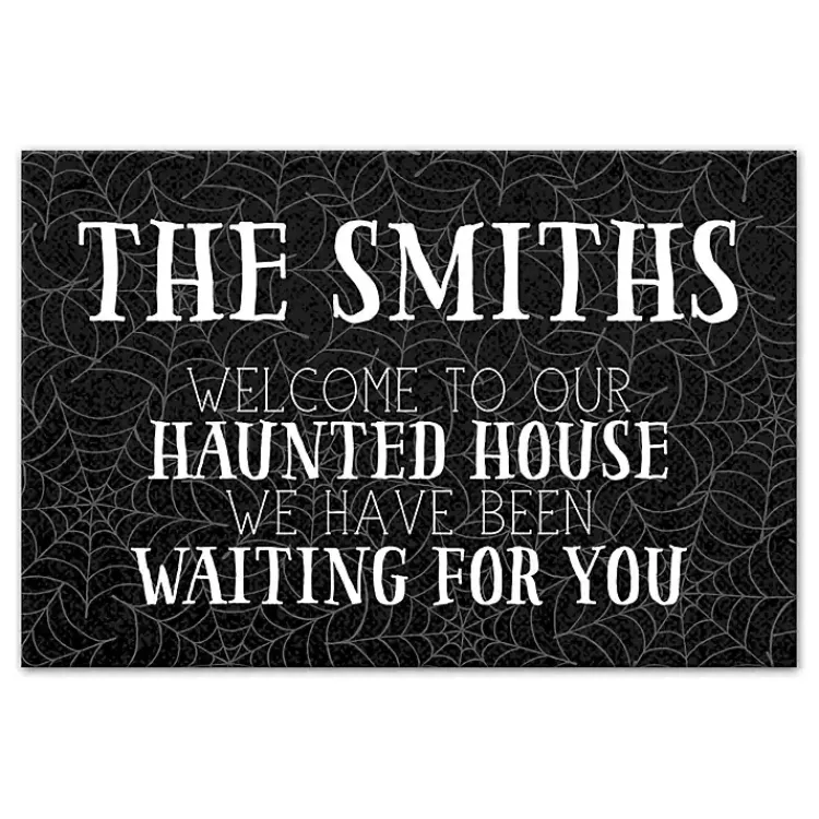 Halloween>Kirklands Home Personalized Our Haunted House Canvas Plaque