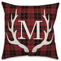 Monogram Seasonal Decor>Kirklands Home Personalized Plaid Antlers Monogram Pillow