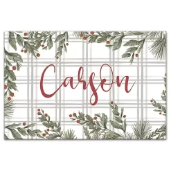Christmas Art & Wall Decor>Kirklands Home Personalized Plaid Botanical Canvas Art Print