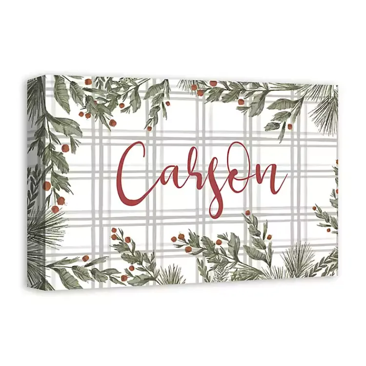 Christmas Art & Wall Decor>Kirklands Home Personalized Plaid Botanical Canvas Art Print