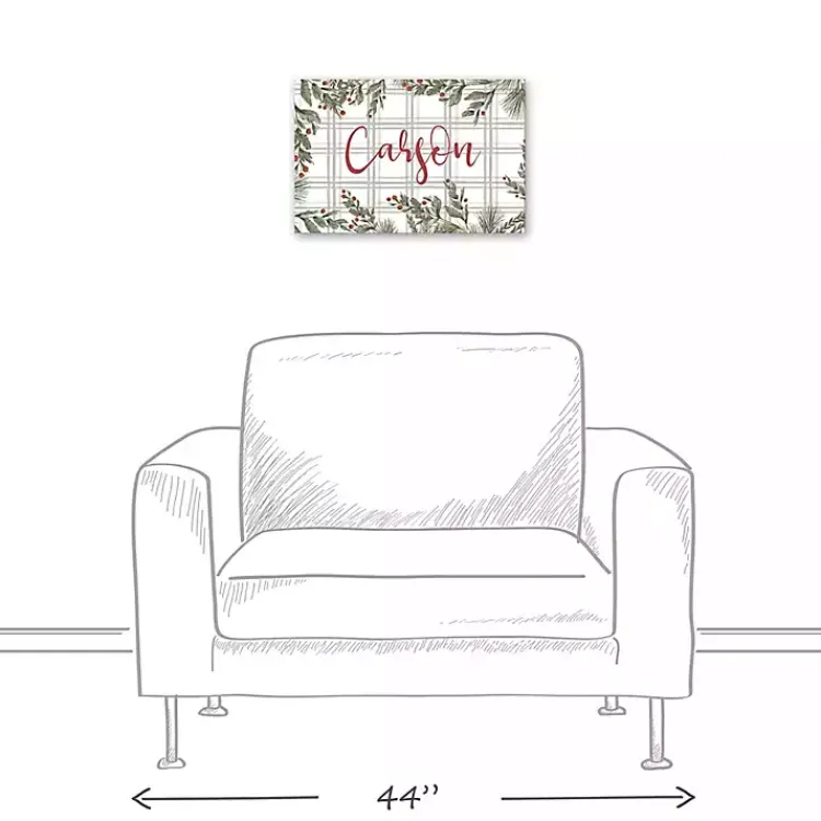 Christmas Art & Wall Decor>Kirklands Home Personalized Plaid Botanical Canvas Art Print