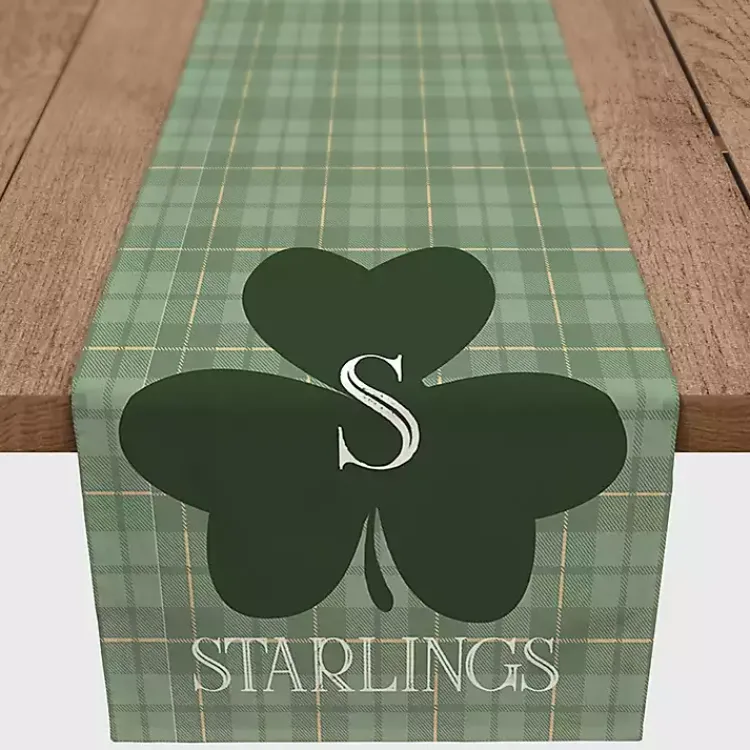 St Patricks Day Decorations>Kirklands Home Personalized Plaid Clover Table Runner, 72 in.