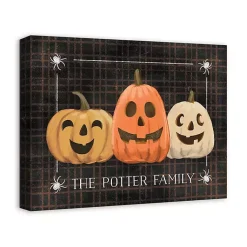 Halloween>Kirklands Home Personalized Plaid Jack O Lanterns Canvas Print