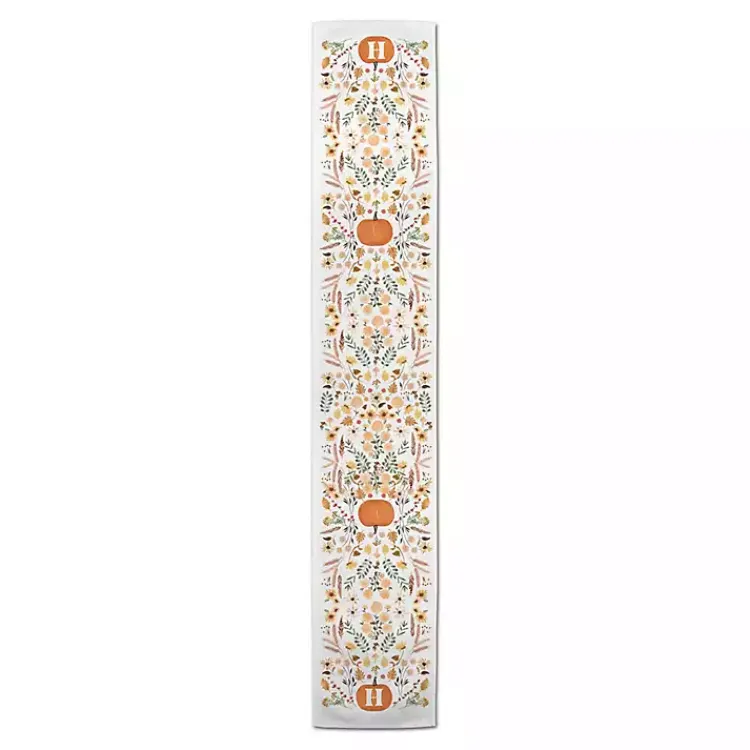 Fall>Kirklands Home Personalized Pumpkin Floral Table Runner, 90 in.