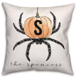 Halloween>Kirklands Home Personalized Pumpkin Spider Halloween Pillow