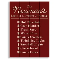 Christmas Art & Wall Decor>Kirklands Home Personalized Family Christmas List Wall Plaque Red