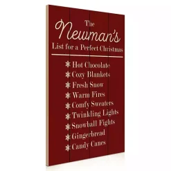 Christmas Art & Wall Decor>Kirklands Home Personalized Family Christmas List Wall Plaque Red