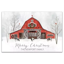 Christmas Art & Wall Decor>Kirklands Home Personalized Red Holiday Barn Canvas Art Print