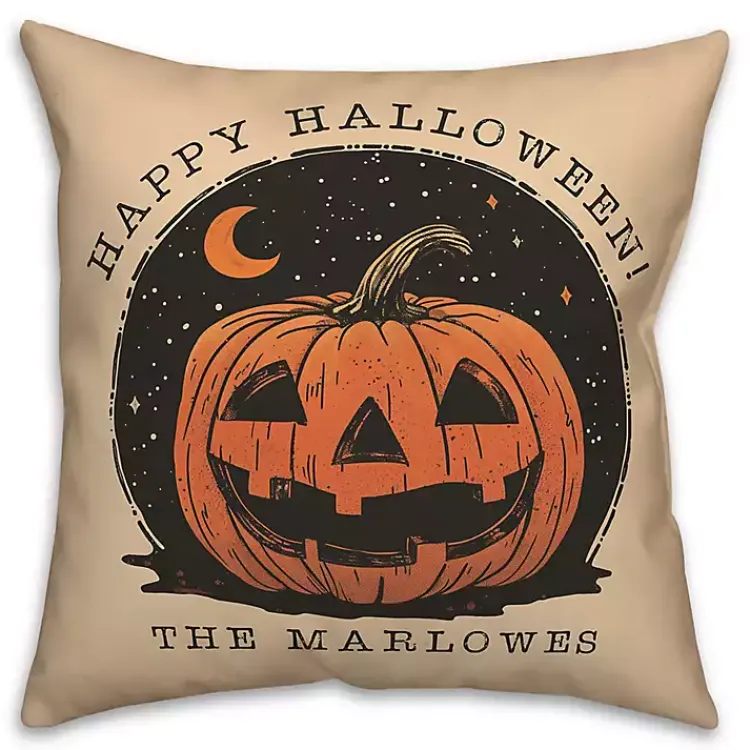 Halloween>Kirklands Home Personalized Retro Jack O Lantern Halloween Pillow