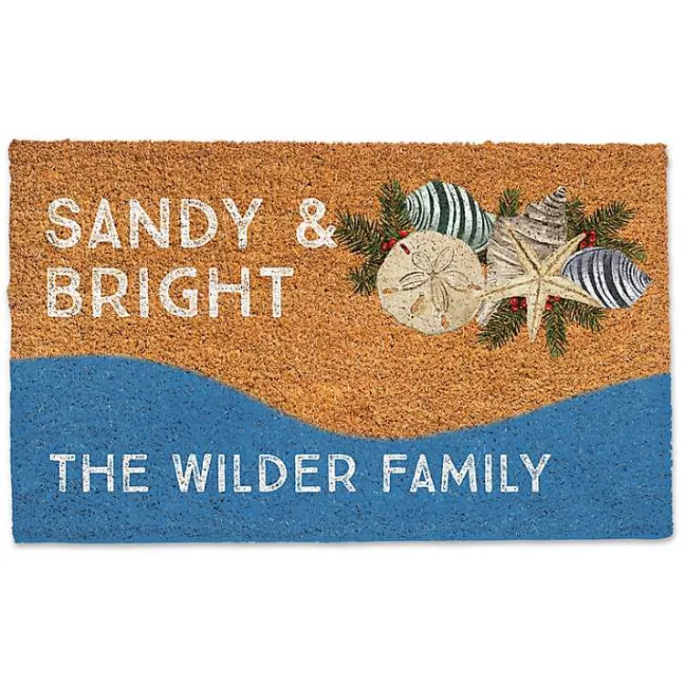 Outdoor Christmas Decorations>Kirklands Home Personalized Sandy & Bright Christmas Doormat