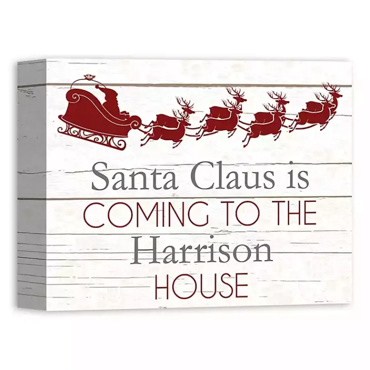 Christmas Art & Wall Decor>Kirklands Home Personalized Santa Claus is Coming Wall Plaque