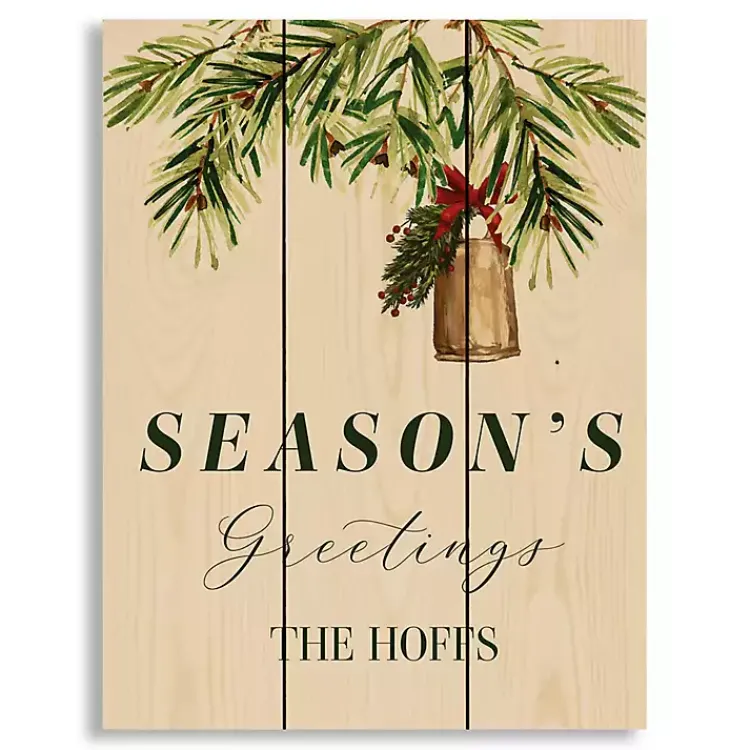 Christmas Art & Wall Decor>Kirklands Home Personalized Season's Greetings Wood Wall Plaque
