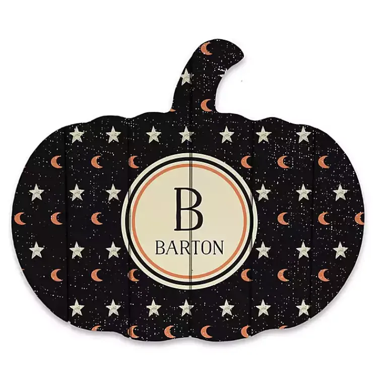 Halloween>Kirklands Home Personalized Star & Moon Pumpkin Wood Plaque