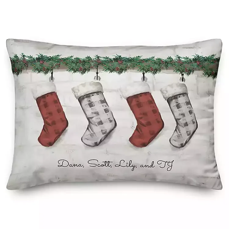 Pillows>Kirklands Home Personalized Stockings Hung on Mantel Pillow