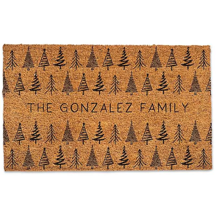 Outdoor Christmas Decorations>Kirklands Home Personalized Tree Doodle Doormat Tan