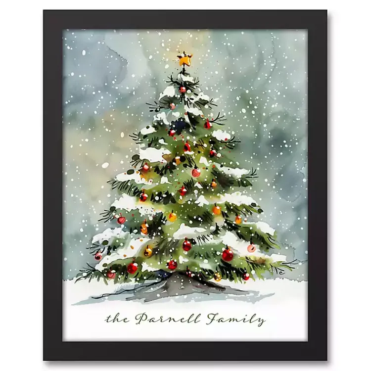 Christmas Art & Wall Decor>Kirklands Home Personalized Watercolor Christmas Canvas Art Print Green