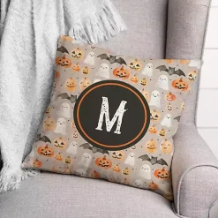 Halloween>Kirklands Home Personalized Watercolor Halloween Pillow Orange