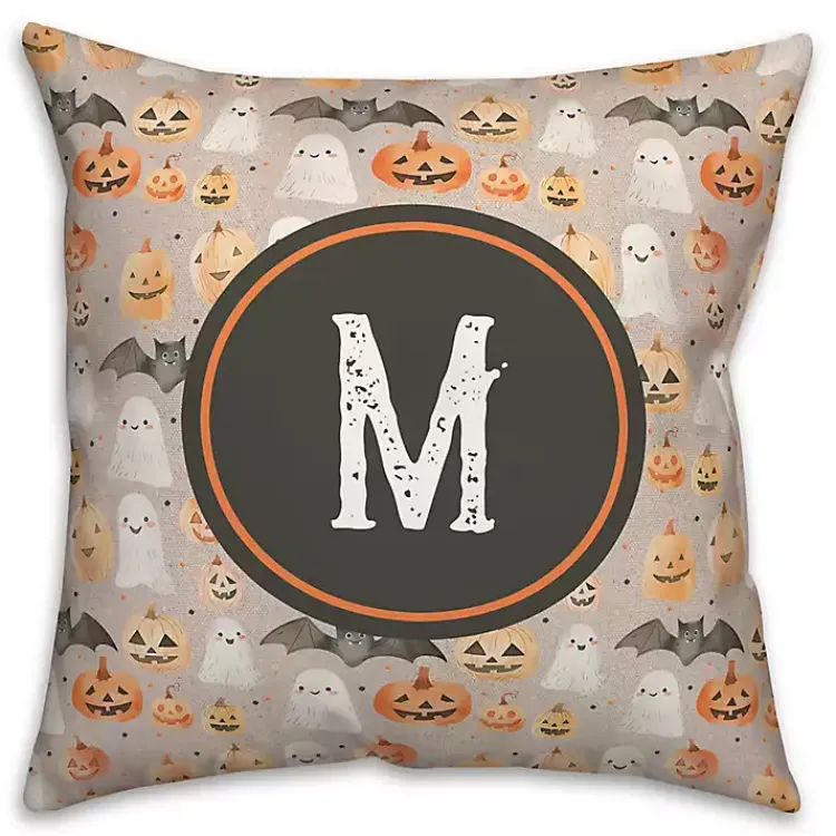 Halloween>Kirklands Home Personalized Watercolor Halloween Pillow Orange