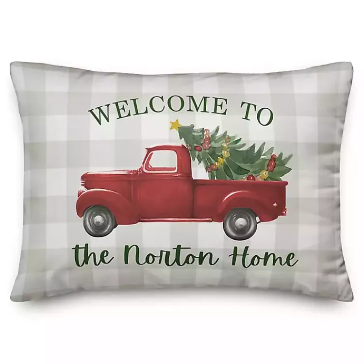 Christmas Pillows>Kirklands Home Personalized Welcome Christmas Truck Pillow