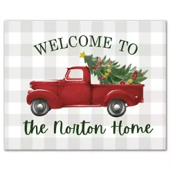 Christmas Art & Wall Decor>Kirklands Home Personalized Welcome Christmas Truck Canvas Plaque