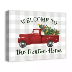 Christmas Art & Wall Decor>Kirklands Home Personalized Welcome Christmas Truck Canvas Plaque