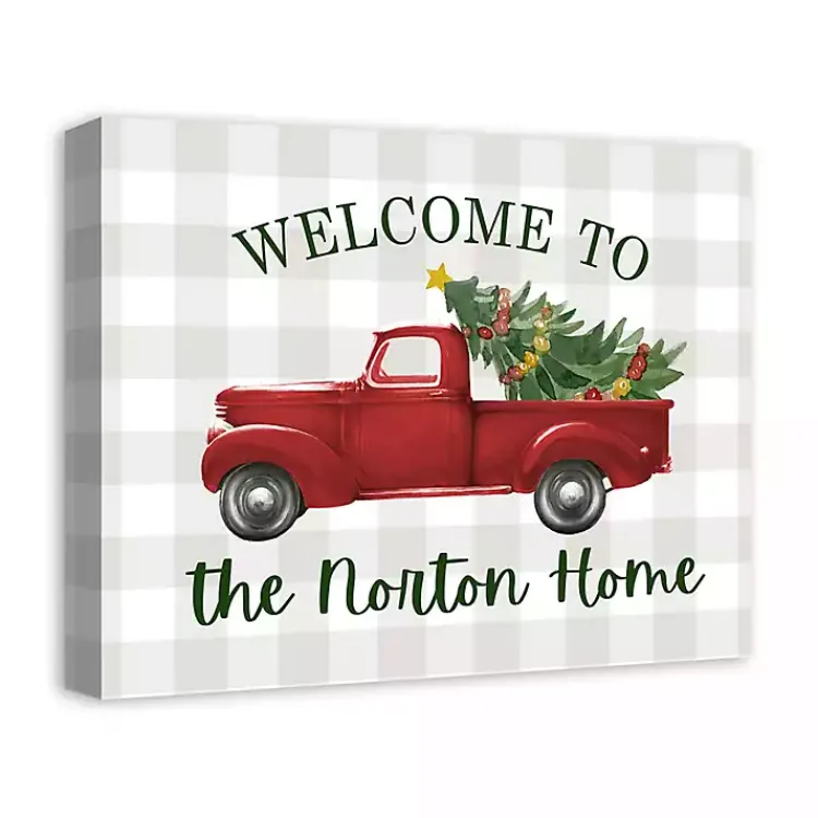 Christmas Art & Wall Decor>Kirklands Home Personalized Welcome Christmas Truck Canvas Plaque